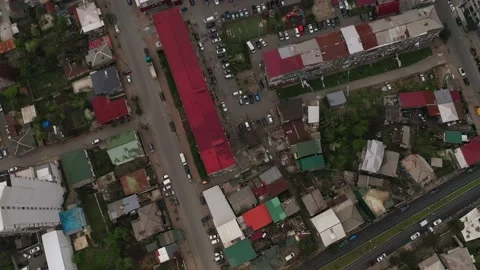 Sleeping area of ​​the city. drone view Stock Footage 152379191