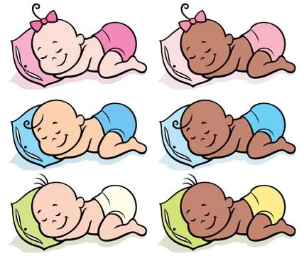 Sleeping Babies in Diapers イラスト素材