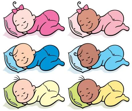 Sleeping Babies Stock Illustration