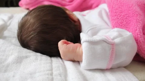 Sleeping baby from the back Stock Footage 54395692