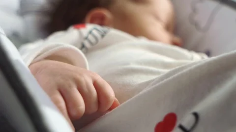 Sleeping Baby Heavy Breathing; Close Up Stock Video Pond5