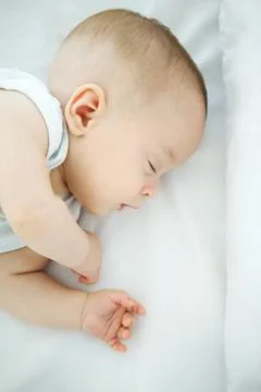 Sleeping baby, high angle view Stock Photos