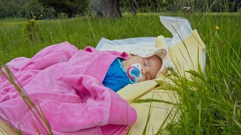 Sleeping baby with pacifier Stock Footage 76585528
