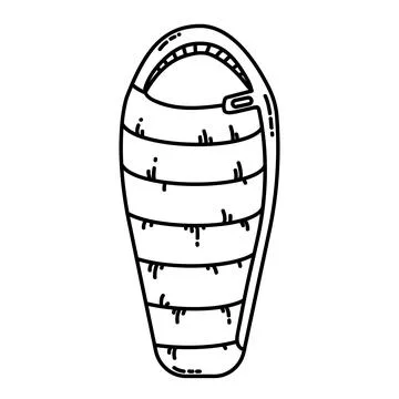 Sleeping bag flat line icon. Camping or hiking element vector stock isolated Stock Illustration