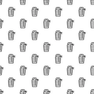 Sleeping bag icons creating seamless camping pattern Illustrazione stock