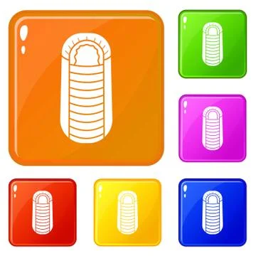 Sleeping bag icons set vector color Ilustración de archivo