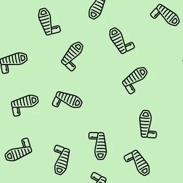 Sleeping bag line vector seamless pattern Stock Illustration