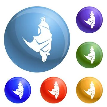 Sleeping bat icons set vector Stock Illustration
