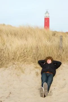Sleeping at the beach Stock Photos