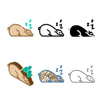 Sleeping bear minimal sleep night color icon vector イラスト素材