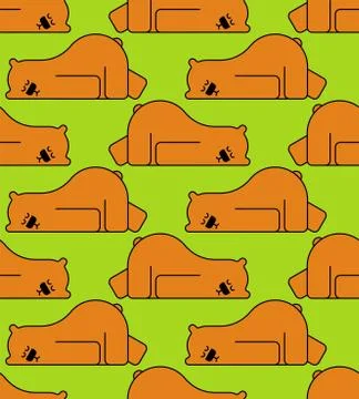 Sleeping bear pattern seamless. Grizzly is sleeping background. vector textur 스톡 일러스트
