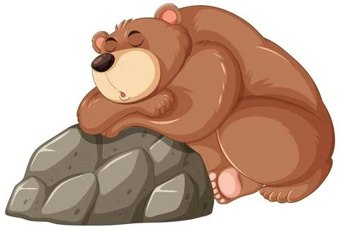 Sleeping Bear on a Rock Illustrazione stock