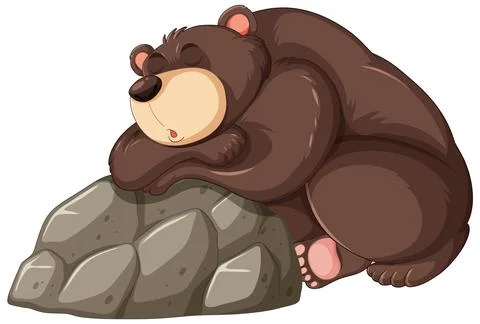 Sleeping Bear on a Rock Illustrazione stock