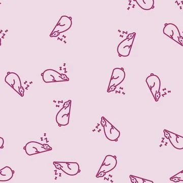 Sleeping bear sleep night line vector seamless pattern イラスト素材