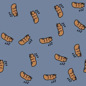 Sleeping bear sleep night vector seamless pattern Ilustración de archivo