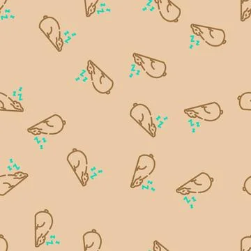 Sleeping bear sleep night vector seamless pattern Stock Illustration
