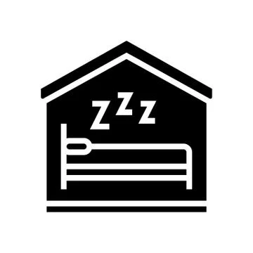 Sleeping in bed glyph icon vector illustration Stockillustratie
