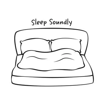 Sleeping bed line art Stock Illustration