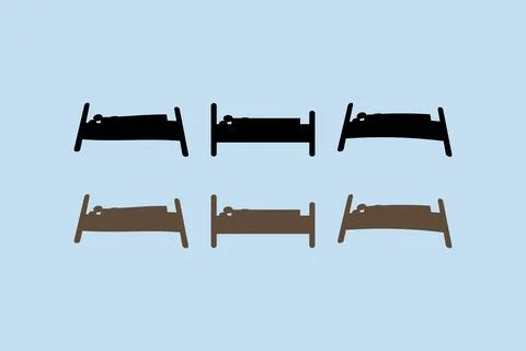 Sleeping in bed symbol set vector illustration Illustrazione stock