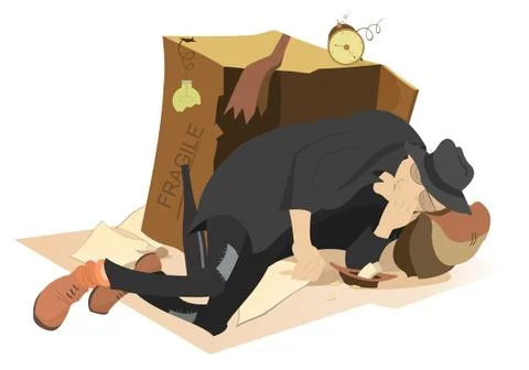 Sleeping beggar Stock Illustration