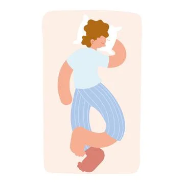 Sleeping boy crossed feets Stock Illustration