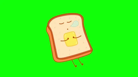 Sleeping bread animation on green screen background Stock Footage 254466899