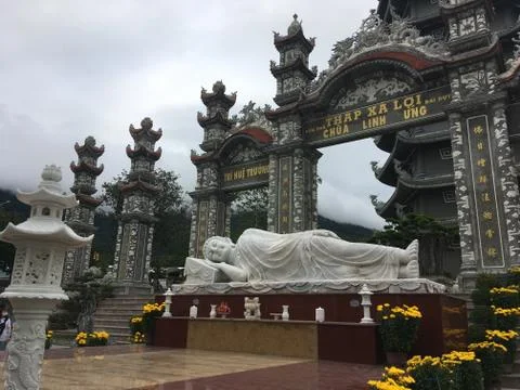 Sleeping Buddha on Monkey Mountain, Danang Stock-Fotos