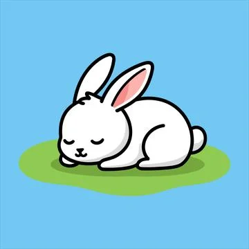 Sleeping Bunny Cute Peaceful Rabbit Cartoon Illustration Stock Illustration