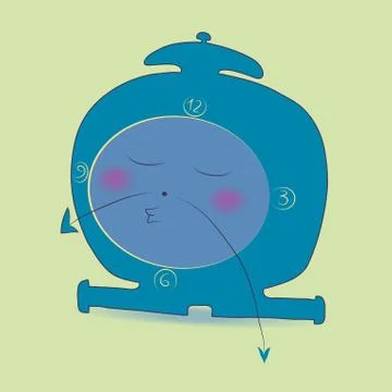 Sleeping cartoon alarm clock Stock-Illustration