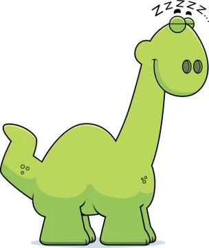Sleeping Cartoon Apatosaurus Stock Illustration