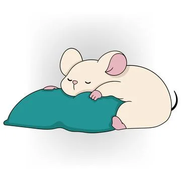 Sleeping Cartoon Mouse on Pillow Stock Illustration