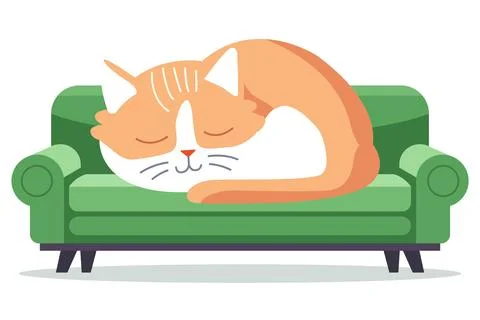 A sleeping cat on the couch. Stock Illustration