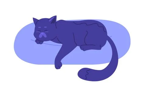 Sleeping cat on cushion semi flat color vector character Stock Illustration