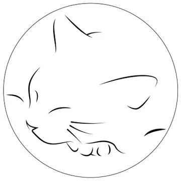 Sleeping cat head Stock Illustration