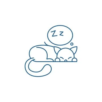 Sleeping cat line icon concept. Sleeping cat flat vector symbol, sign, outline Stock Illustration