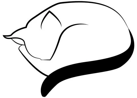 Sleeping cat line vector illustration isolated on white background. Ilustración de archivo
