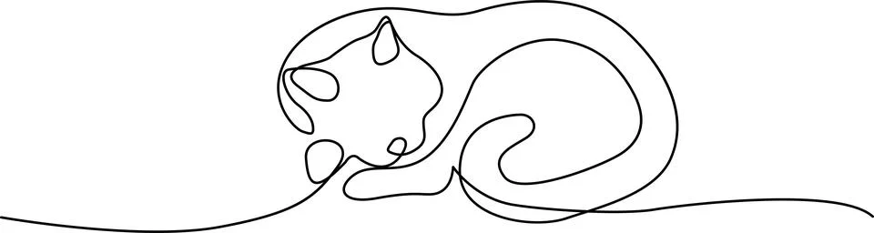 Sleeping cat outline Vector 스톡 일러스트