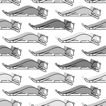 Sleeping cat pattern seamless. pet sleeping background. Vector texture Stock Illustration