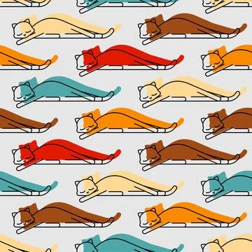 Sleeping cat pattern seamless. pet sleeping background. Vector texture Illustrazione stock