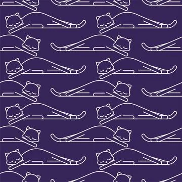 Sleeping cat pattern seamless. pet sleeping background. Vector texture Stock Illustration