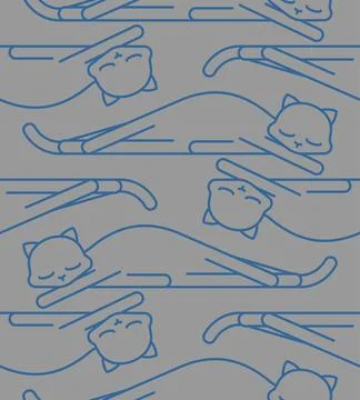Sleeping cat pattern seamless. pet sleeping background. Vector texture Stock Illustration