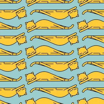 Sleeping cat pattern seamless. pet sleeping background. Vector texture Illustrazione stock