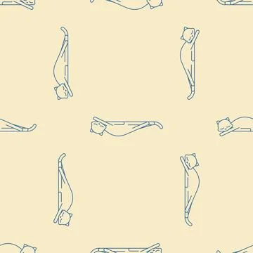 Sleeping cat pattern seamless. pet sleeping background. Vector texture Stockillustratie