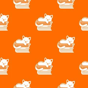 Sleeping cat pattern vector orange Illustrazione stock