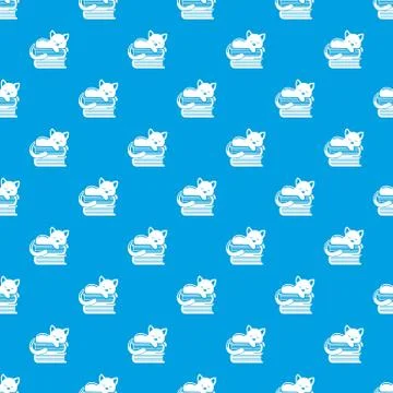 Sleeping cat pattern vector seamless blue イラスト素材