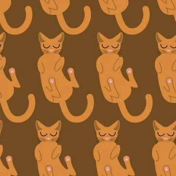 Sleeping cat seamless pattern. Pet background. Animal ornament Stock Illustration