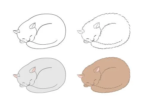 Sleeping cats doodles Illustrazione stock