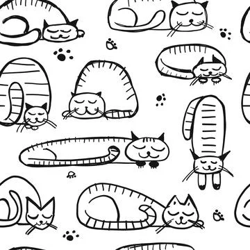 Sleeping cats, seamless pattern for your design Stock Illustration