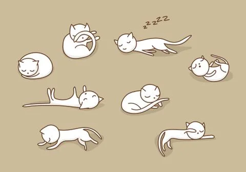 Sleeping cats set Stock Illustration