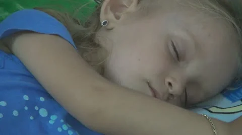Sleeping Child, Tired Little Girl Taking... | Stock Video
